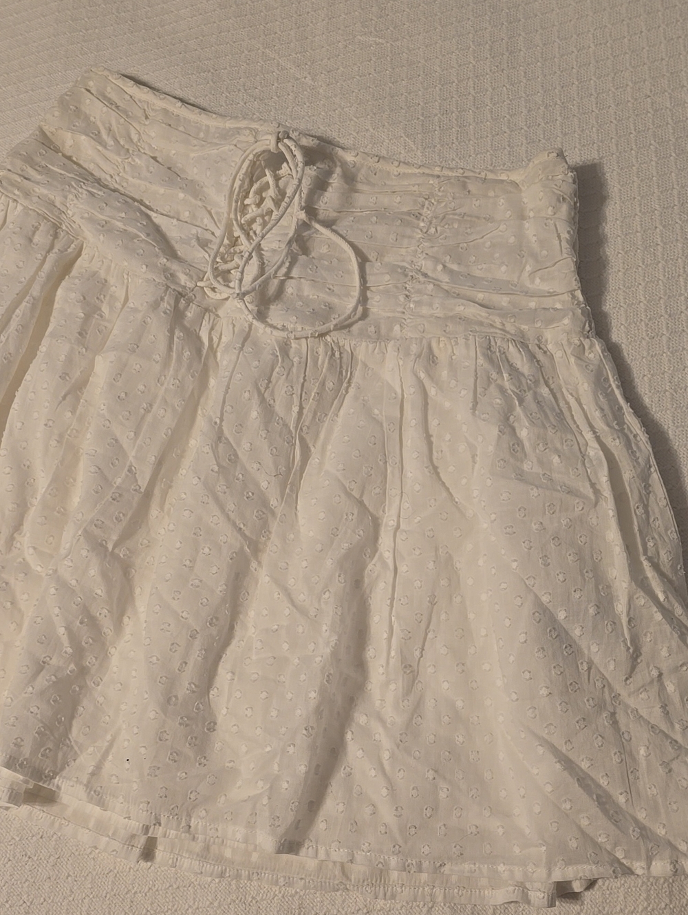 Cotton On White Cotton Smocked Waist Mini Skirt L Boho Summer Beach Vacation
